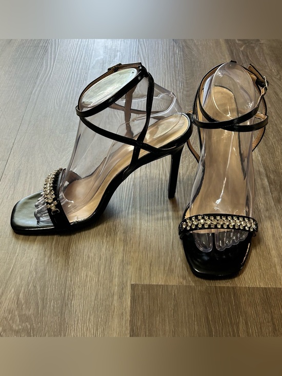 Shoes - Black Rhinestone Ankle Strap Heeled Sandals Size 9 NWOT